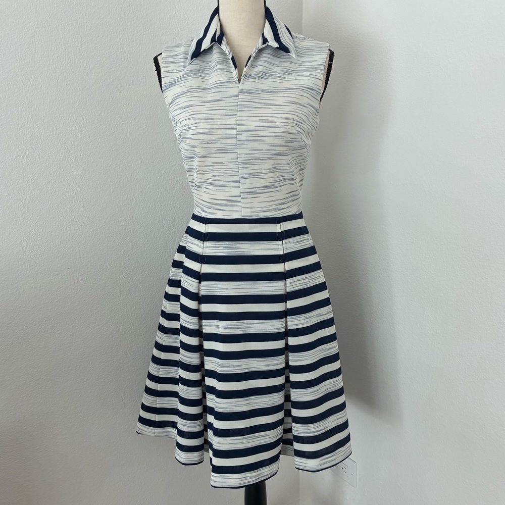Vintage 60s Dagger Collar Striped Dress